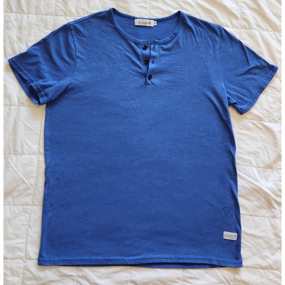 Kinetix Casual Luxury Men’s SS 3-Button Henley Medium Blue Heather